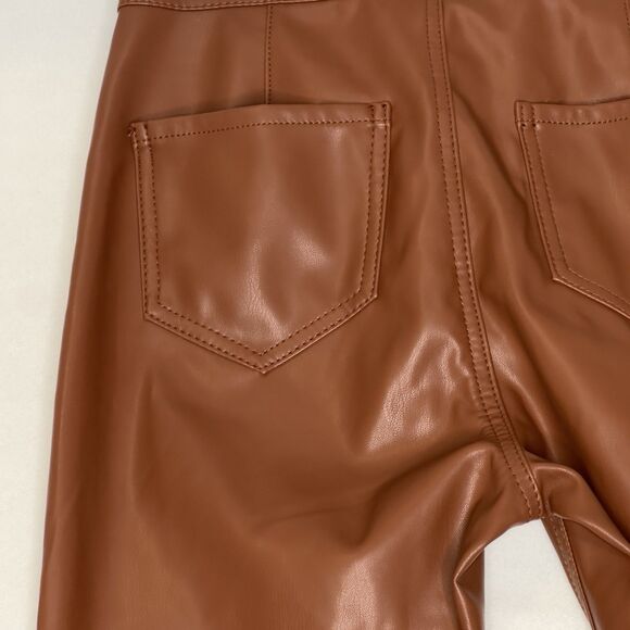 Rock & Roll Denim Pleather Brown Bargain Button Bell‎ Bottom Sz 27x32 Cowgirl - Picture 9 of 13